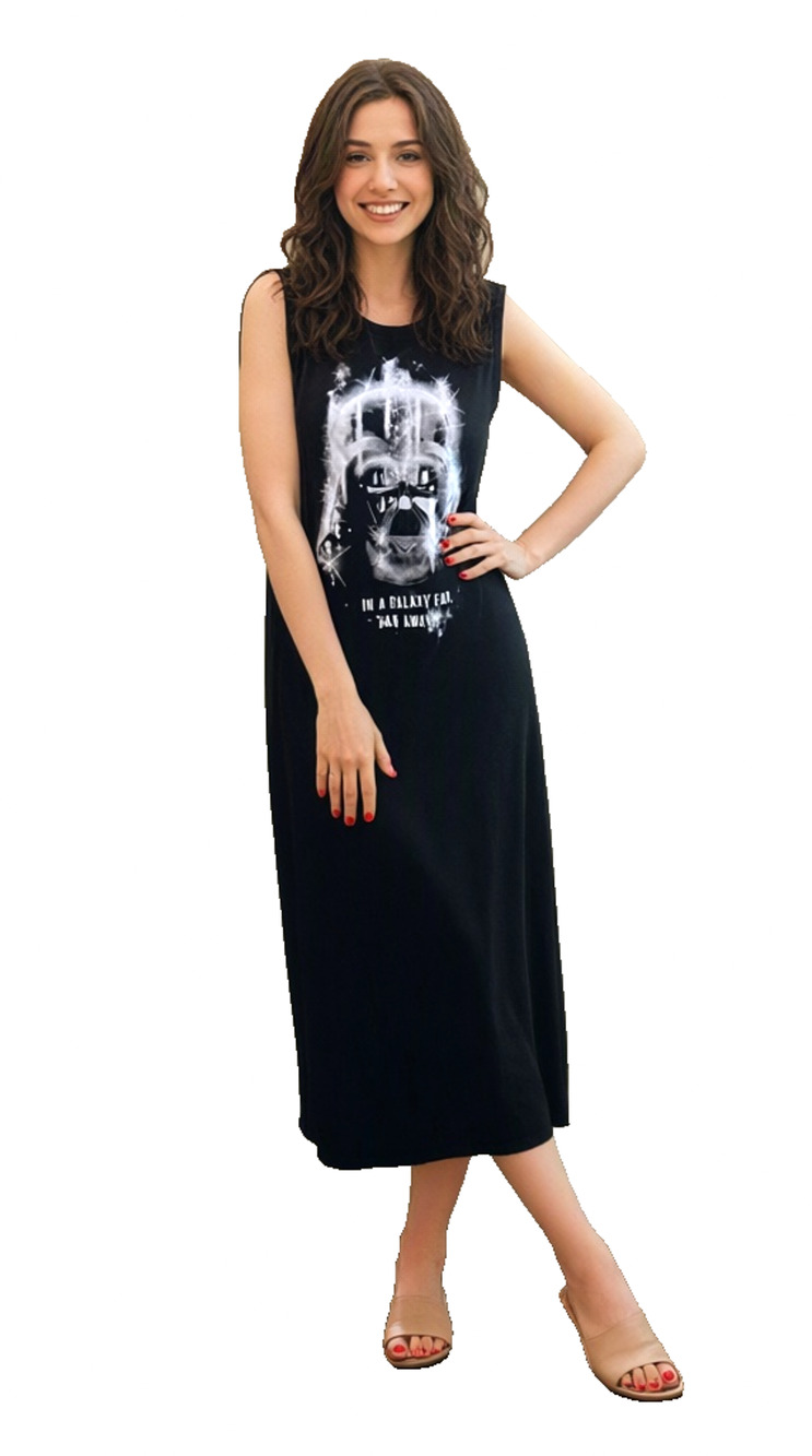 Star Wars Darth Vader Black Maxi Dress Stretch y2k M